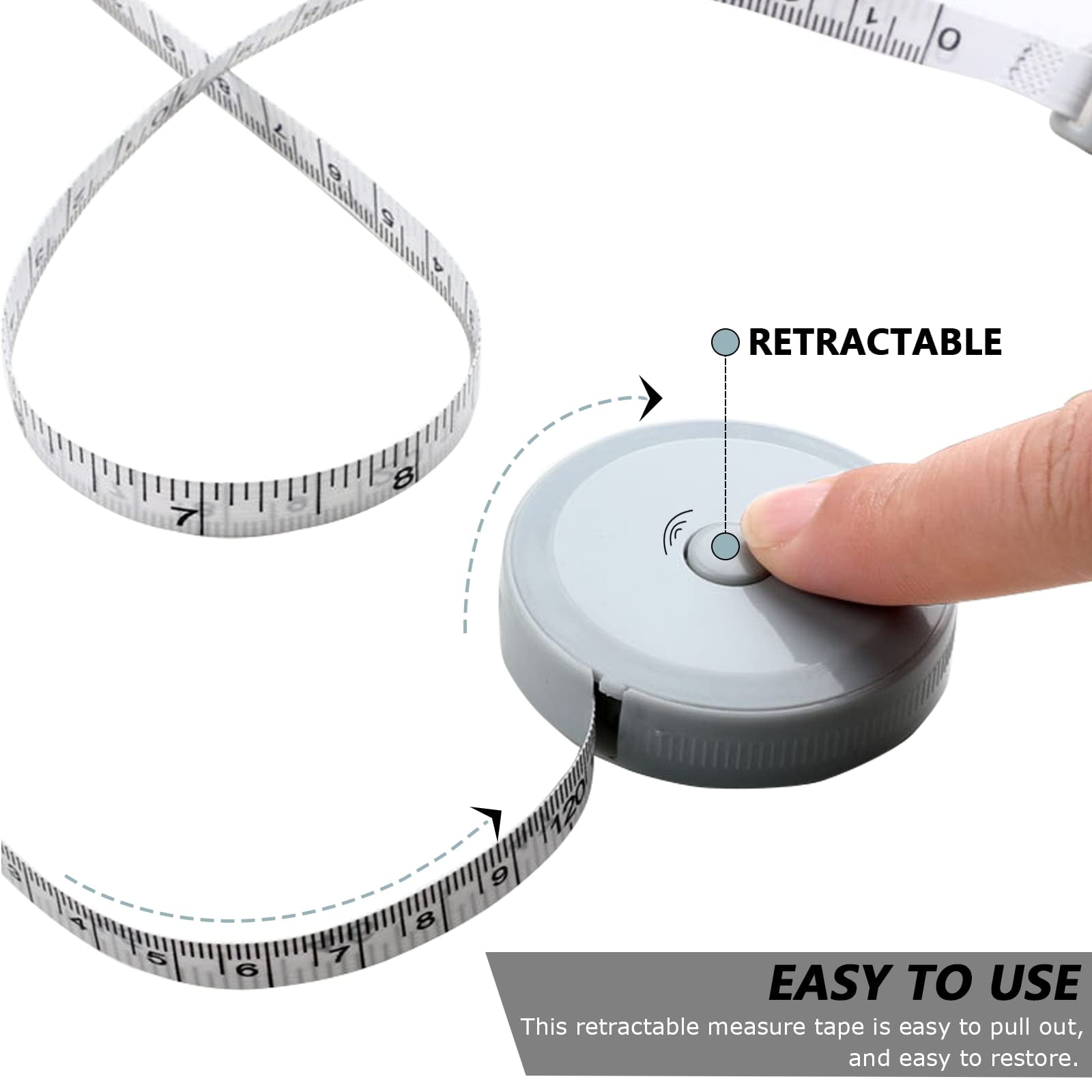 Retractable Tape Measure 3 Packs  , Flexible, Pocket Size, Dual Sided, 150CM Tailor Measuring Tapes for Body Measurement  Cloth Knitting Craft