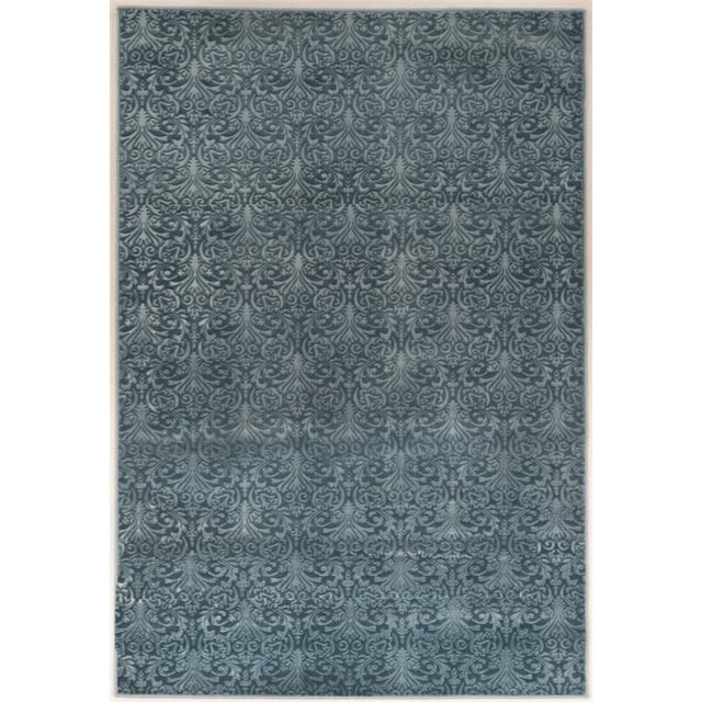 Linon Evolution Damask Power Loomed Polyester 8'R Rug in Blue
