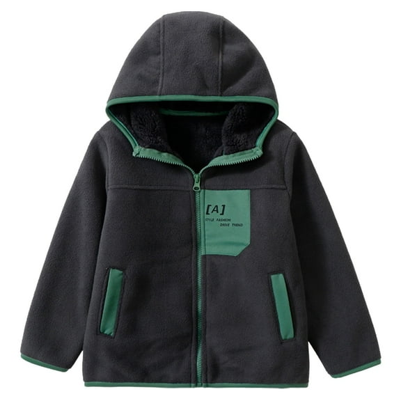 Jacket Boys Zipper Long Sleeve Thick Warm Outerwear Hooded Winter Coats for Kids 5-6 Years