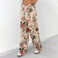 thumbnail image 4 of Hearthz Women Christmas Pajama Pants High Waist Wide Leg Pajama Pants for Women Fall Winter Woman Lounge Pants Xmas Sleeping Pants Women, 4 of 5