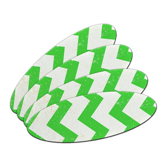 Vintage Chevrons Green Double-Sided Oval Nail File Emery Board Set 4 Pack