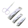 thumbnail image 1 of Conjunto único de cortaúñas portátil con cara de risa para mujeres y hombres en tono plateado, blanco y rosa, 1 of 1