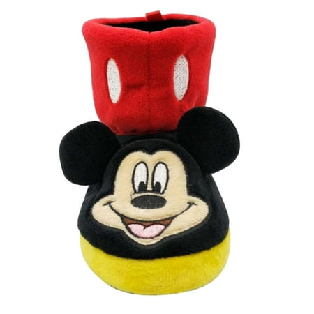 Disney Toddler Boys Black & Red Mickey Mouse Slippers Boots House (Best Shoes To Wear To Disney)