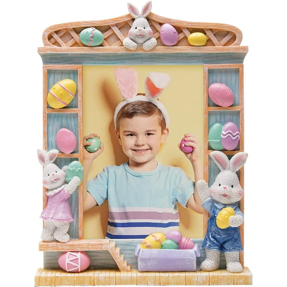 Fine Photo Gifts 5x7 Easter Bunny & Eggs Resin Picture Frame