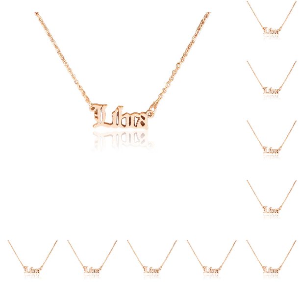 Sonducket Letra inglesa doce signos del zodiaco constelaciones tema collar del zodiaco Ins encanto único colgante oro rosa libra Libra 10Conjunto