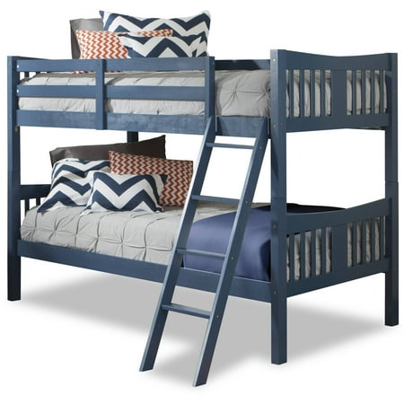 ( incomplete) Storkcraft Caribou Twin Over Twin Hardwood Bunk Bed Navy  Box 2 of 2  Guardrails  Ladder  Slats
