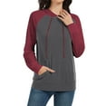 thumbnail image 3 of FAIWAD Hoodies for Women Long Sleeve Drawstring Hooded Pullover Tops Trendy Color Block Sweatshirts with Pockets, 3 of 5