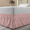 thumbnail image 1 of Watercolor Bed Skirt, Bird on Tree Branch Floral Swirls Curves Little Dots Wildlife, Elastic Bedskirt Dust Ruffle Wrap Around for Bedding Decor, 4 Sizes, Coral Dried Rose White, by Ambesonne, 1 of 2