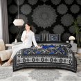 thumbnail image 4 of Erosebridal Boho Spider Bedding Comforter Set, Bohemian Aztec Mandala Full Bedding Set, Black Gray Blue, Black Reversible 7pcs, 4 of 6