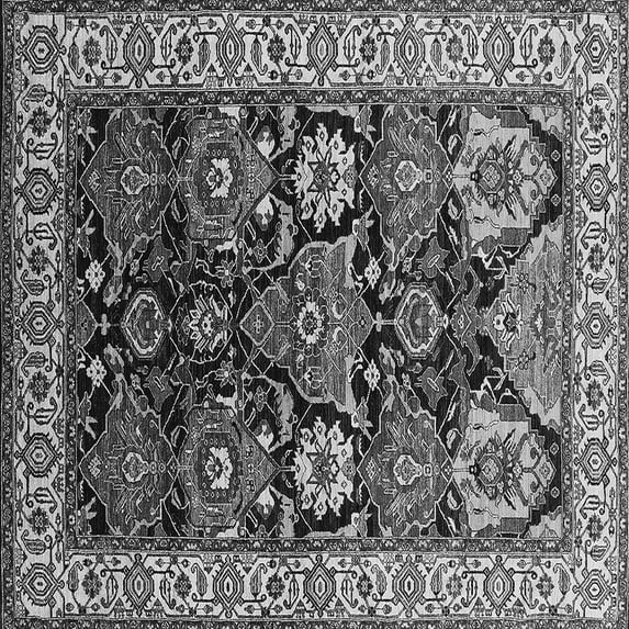 Ahgly Company Indoor Square Oriental Gray Industrial Area Rugs, 7' Square