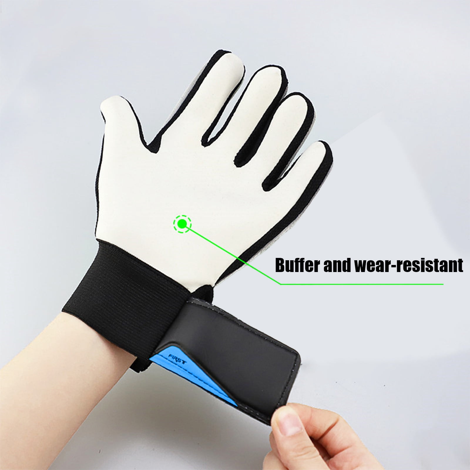Children's Football Goalkeeper Gloves - Rubber Wallop-Proof Protection, Youth Soccer Goalie Gloves for Boys & Girls, Small/Medium/Large Sizes, Green or Blue