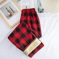 thumbnail image 1 of Pantalones a cuadros de piel de cordero con forro polar grueso para otoño e invierno, pantalones rectos holgados y adelgazantes de cintura alta para mujer, pantalones casuales de pierna ancha que, 1 of 5