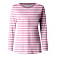 thumbnail image 5 of FINALGANG Womens Striped Long Sleeve TShirts Casual Loose Fit Crewneck Lightweight Tees For Spring Summer Daily Wear Pink XL, 5 of 5