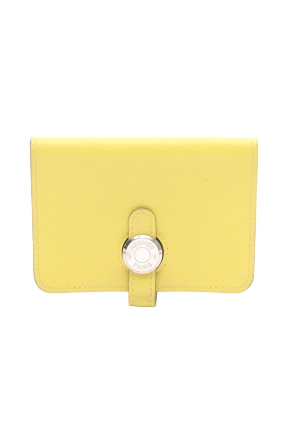 Pre-Owned Hermes Dogon Business Card Holder/Card Case, Leather, Evercolor, Women's, Yellow