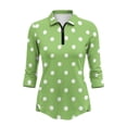 thumbnail image 2 of Binienty Green Polka Dot Women Sport Cloth Golf Tennis Shirts 3/4 Sleeve Sport Shirts Soft and Comfortable Lightweight with Collar Shirt Fit Plain for Golf,Tennis,Running,Gym, 2 of 7