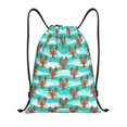 thumbnail image 1 of Xecao Lobsters Of Turquoise Waves Pattern Sports Drawstring Backpack - String Swim Gym Bag with Wet Proof Pocket for Women&Men-Medium, 1 of 6