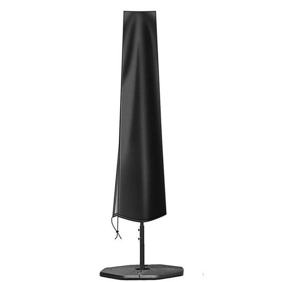 Funda para sombrilla de jardín, resistente al viento, con cordón ajustable y cremallera, tela Oxford resistente para patio al aire libre. Negro sin poste