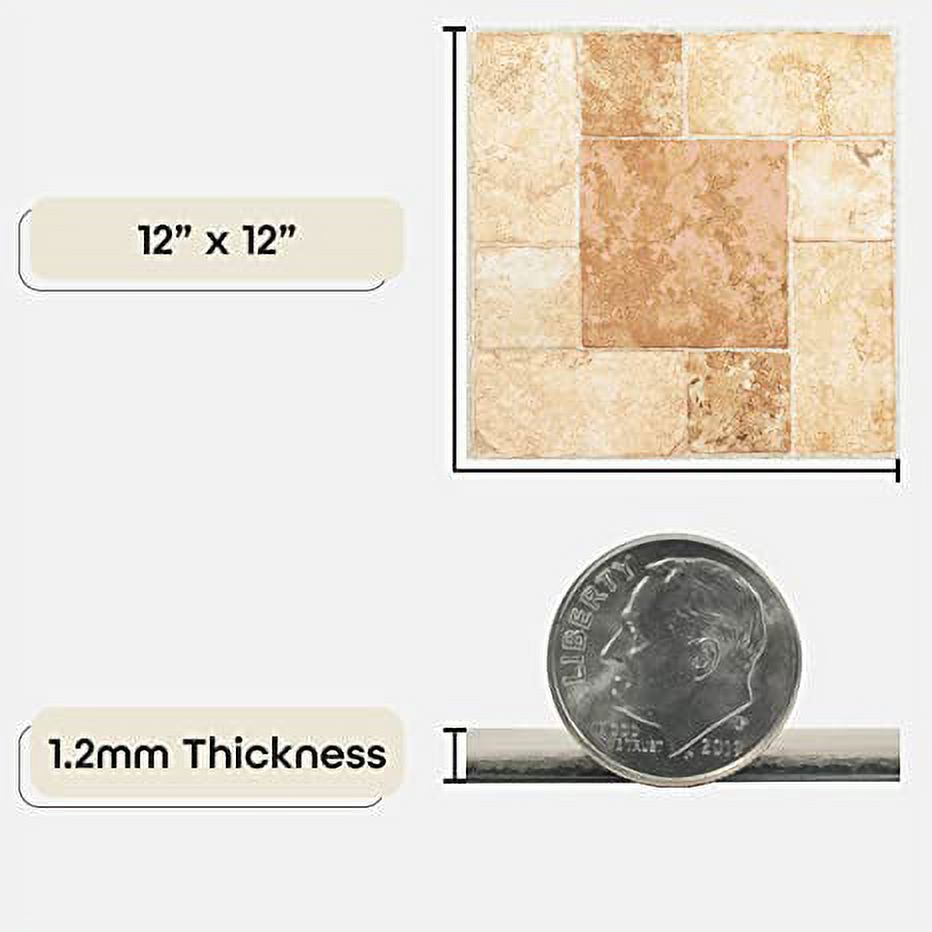Achim Nexus 12"x12" 1.2mm Peel & Stick Vinyl Floor Tiles 20 Tiles/20 Sq. ft. Beige Terracotta - image 5 of 10