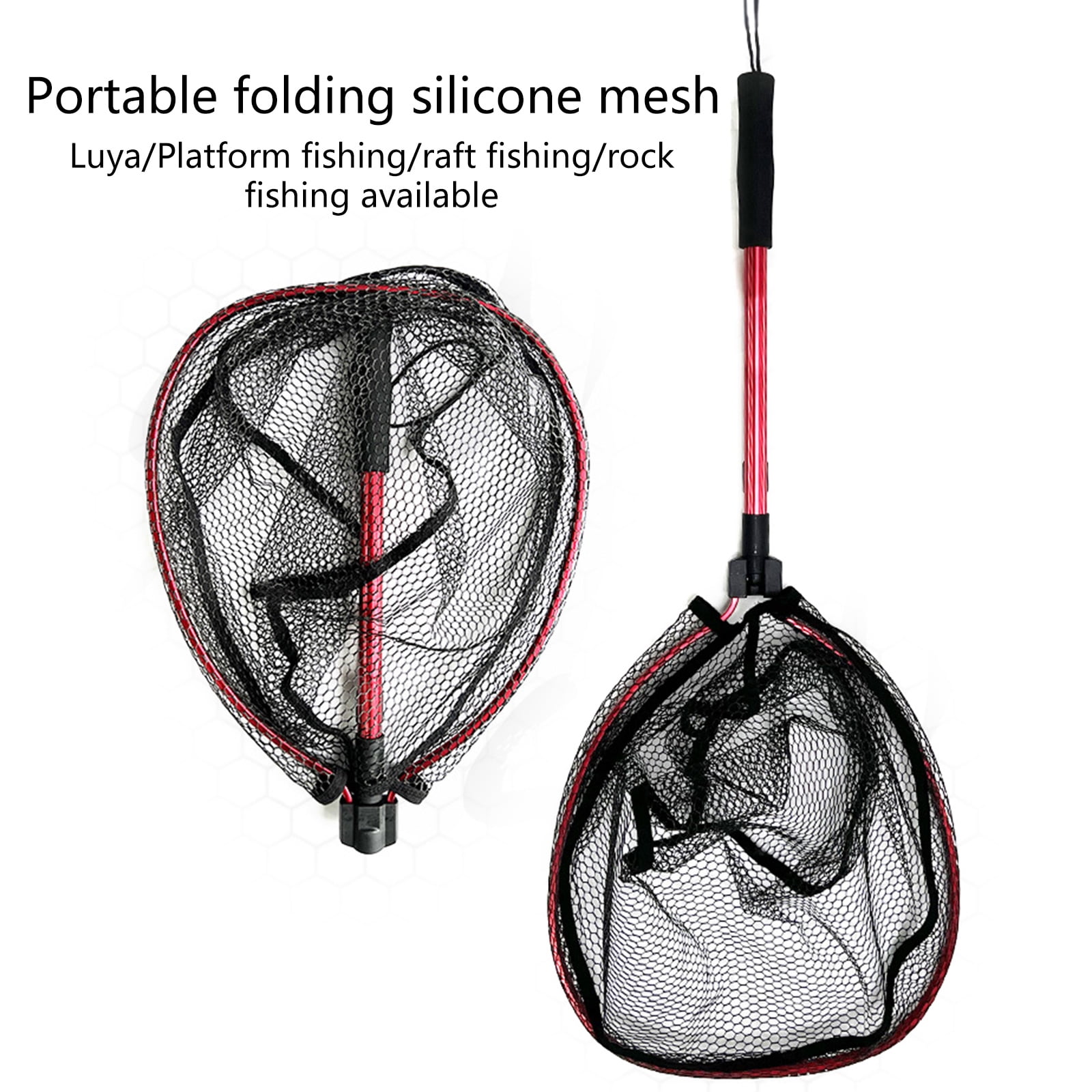 Fishing Landing Net Telescopic Folding Fish Landing Net Telescoping Fishing Net for Saltwater and Freshwaters
