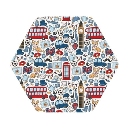 

Matuu London Symbols1 for Cup Coasters Set of 6 Leather Coasters Desk Coasters for Office Measures 4” x 4” Hexagon