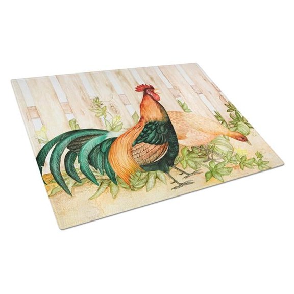 Chicken & Rooster by Ferris Hotard Glass Cutting Board - Large
