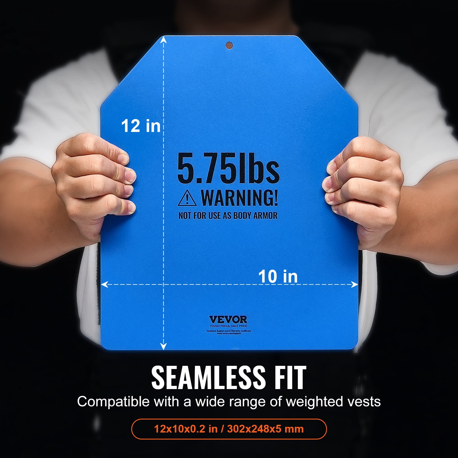 VEVOR Weight Vest Plates, 5.75 LB Pairs, Premium Steel Weighted plates, Contoured Ergonomic Fit – WODs, Additional Weight for Weight Vests, for Strength Training, Running, Fitness, Heavy Workouts