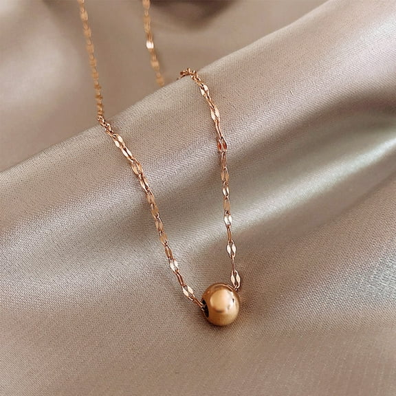 Minimalist One Bead Necklace Rose Gold Tone simple necklace, dainty