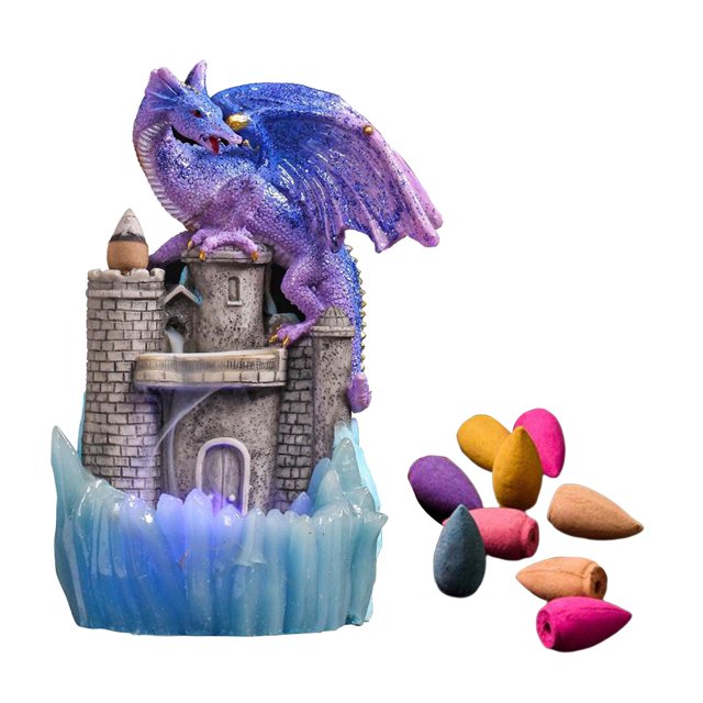 Quemador de de Dragón de Halloween Estatuilla Cascada Incensario de de Reflujo LED