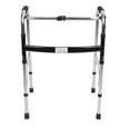 thumbnail image 1 of Andador plegable para ancianos con altura ajustable, de acero inoxidable, portátil, para recuperación, color plateado y negro, 1 of 15