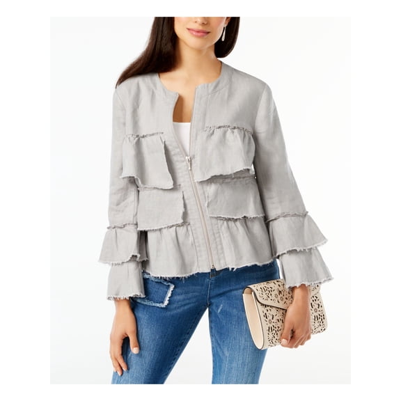 INC $90 Womens New 1246 Gray Zip Up Jacket L B B