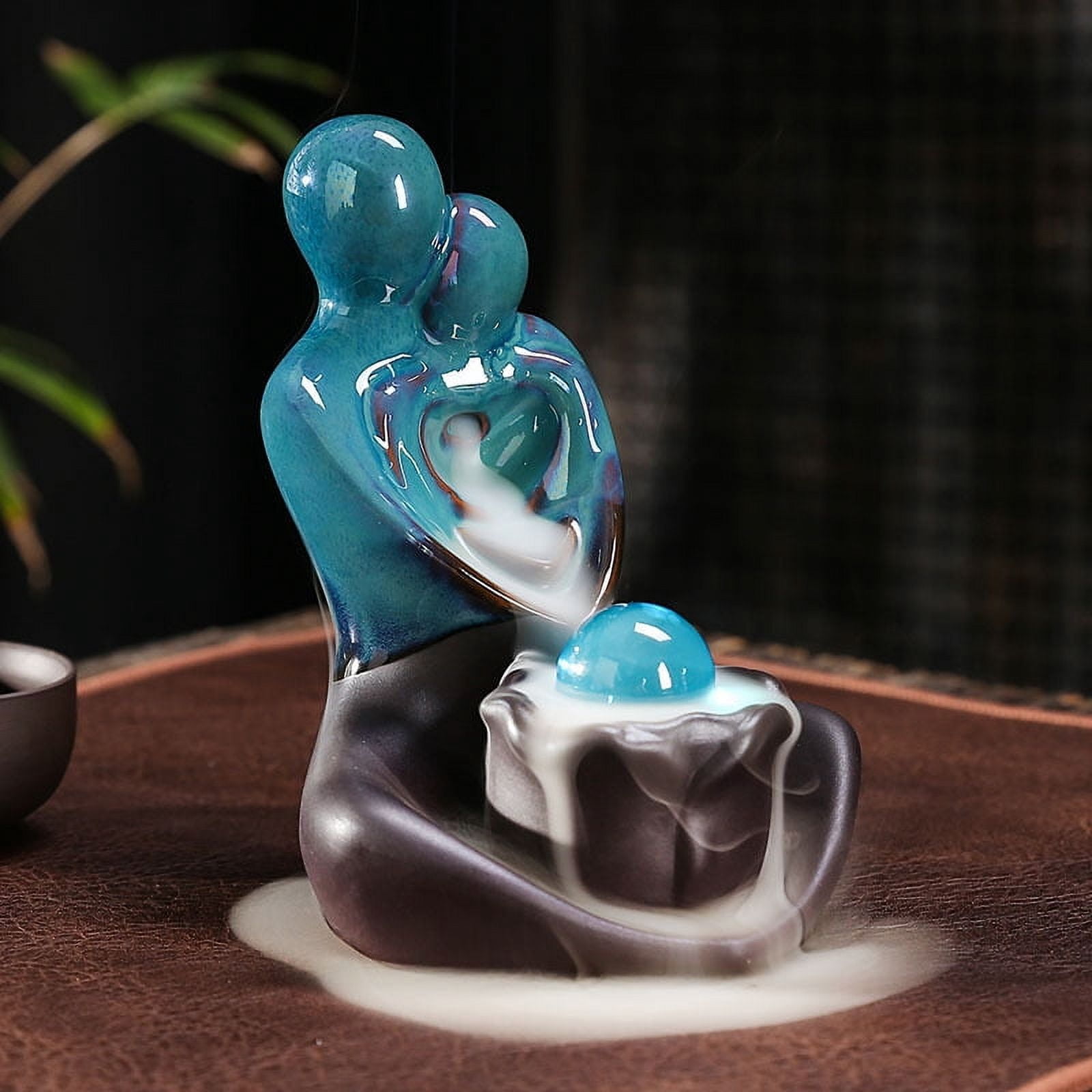 Couple Hug Love Statue Waterfall Incense Burner Handicraft Smoke Incense Holder Ornament for Yoga Room Decor,Valentine's Day Gift