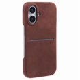 thumbnail image 1 of For iPhone 16 Plus Case Skin-Touch Leather+PC Phone Cover with Card Slot - Brown, 1 of 5