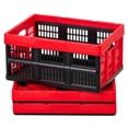 thumbnail image 1 of KFFKFF Plastic Collapsible Storage Bins, 32L 3 Packs, Stackable Folding Storage Crates with Handles, Holds 26 lbs Per Bin, Foldable Heavy Duty Containers, 1 of 9