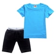 thumbnail image 4 of JIAYUE Girls Clothing Set Solid Color Crew Neck Short‑Sleeve T‑Shirt Casual Basic Tees 2 Piece Outfit For Daily Play,5-6 Years, 4 of 4