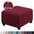 thumbnail image 1 of MesaSe Square Ottoman Covers Ottoman Slipcovers Folding Storage Stool Furniture Protector Form Fit with Elastic Bottom  Stretch High Spandex Small Checks Jacquard Fabric Brown XL 35”- 44”, 1 of 6