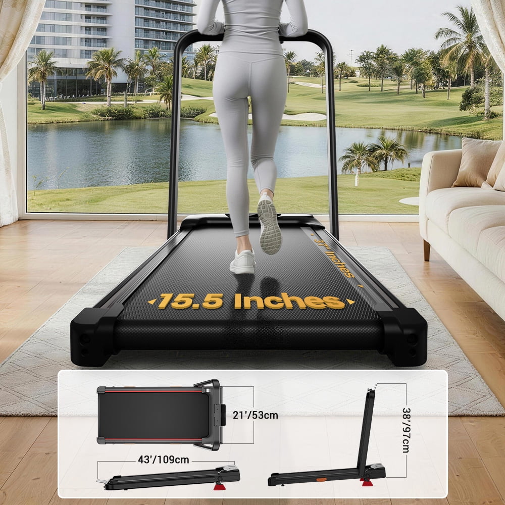 LEZEE 3-in-1 Folding Treadmill for Home and Office, 300 lbs Weight Capacity with LED Display & Remote Control