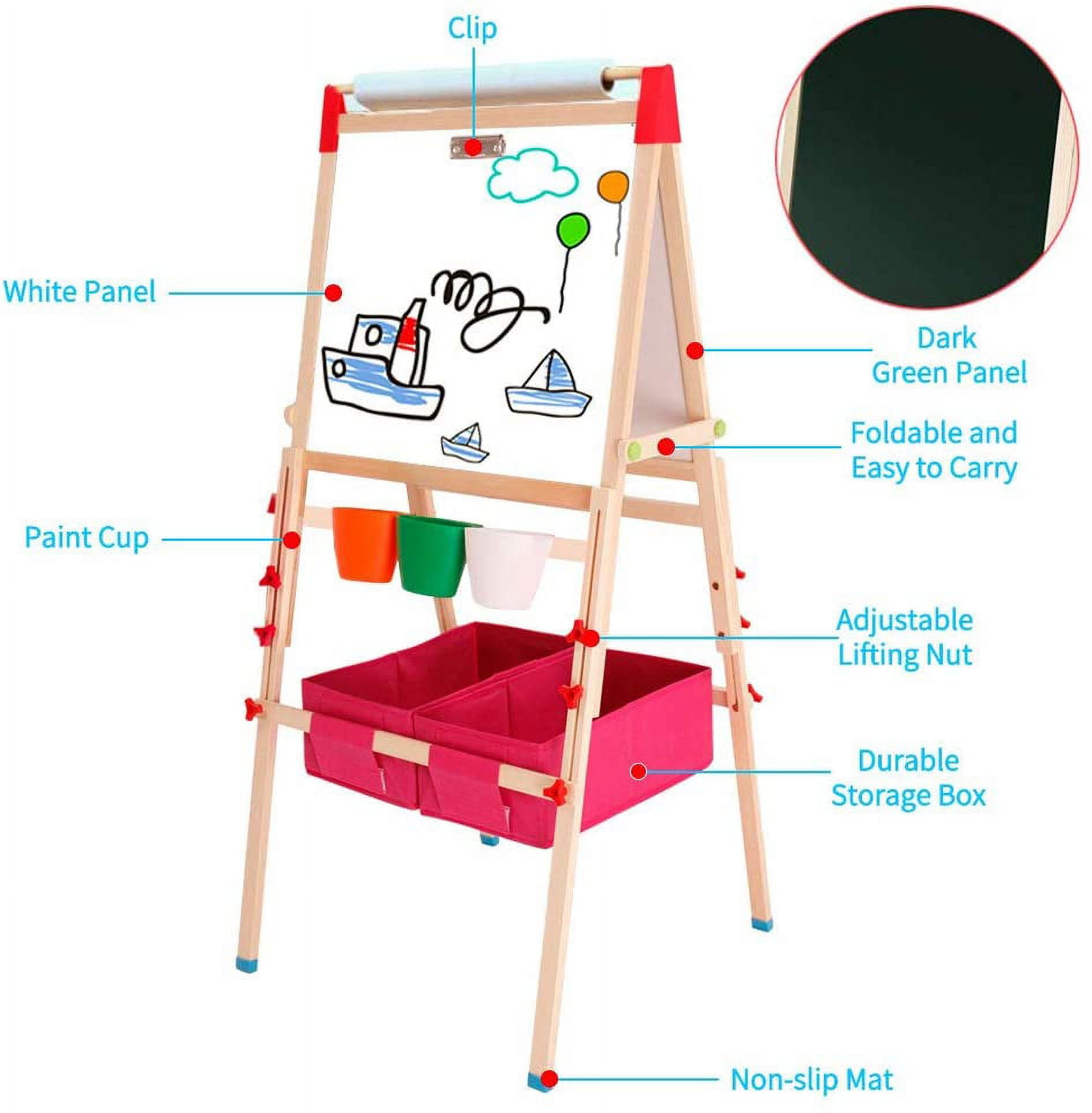 BABY 3-in-1 Kids Art Easel with Dry-Erase Board, Chalkboard, Paper Roll and  Art Supply Storage- Green - AliExpress