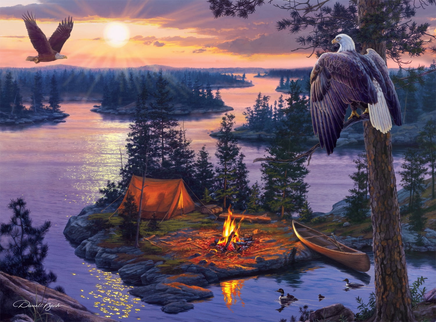 Buffalo Games 1000-Piece Darrell Bush Dawn's Watchman Interlocking Jigsaw Puzzle for Adults Ages 14+