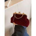 thumbnail image 3 of Women's Vintage Velvet Evening Clutch Bag with Rhinestone Accents and Metal Handle, 3 of 7