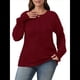 thumbnail image 1 of Camisas de Larga para Mujer, Blusas Plisadas Informales de Negocios con Cuello Redondo y Puños Fruncidos Vino Tinto L, 1 of 7