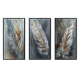 thumbnail image 2 of Designart "Feather Wanderlust Gold III" Glam Feather Framed Wall Art Set Of 3 - Gold Glam Feather Frame Gallery Set For Office Decor, 2 of 7