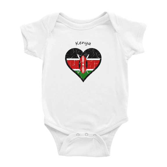 Kenya Flag Heart Love Cute Baby Clothing Bodysuits Clothes