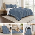thumbnail image 6 of 3 Pieces King Quilt Set,Denim Blue and White Striped Soft Bedding Sets with 1 Quilt & 2 Pillow Shams,Modern Minimalist Lines Summer Bedspread Lightweight Coverlet Comforter for All Season, 6 of 9