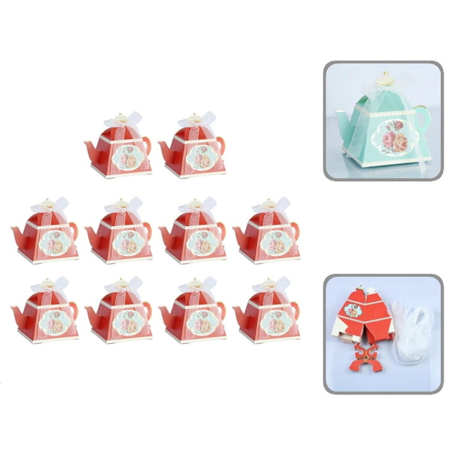 10 Pcs Boîtes à Bonbons en Papier Bords Lisses Forme Rétro pour Fête