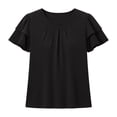 thumbnail image 5 of GigrtiJin Womens Short Sleeve T Shirts Pleated Baggy Basic T Shirts Casual Outdoor Pull On Round Neck Cropped Tees for Womens, 5 of 7