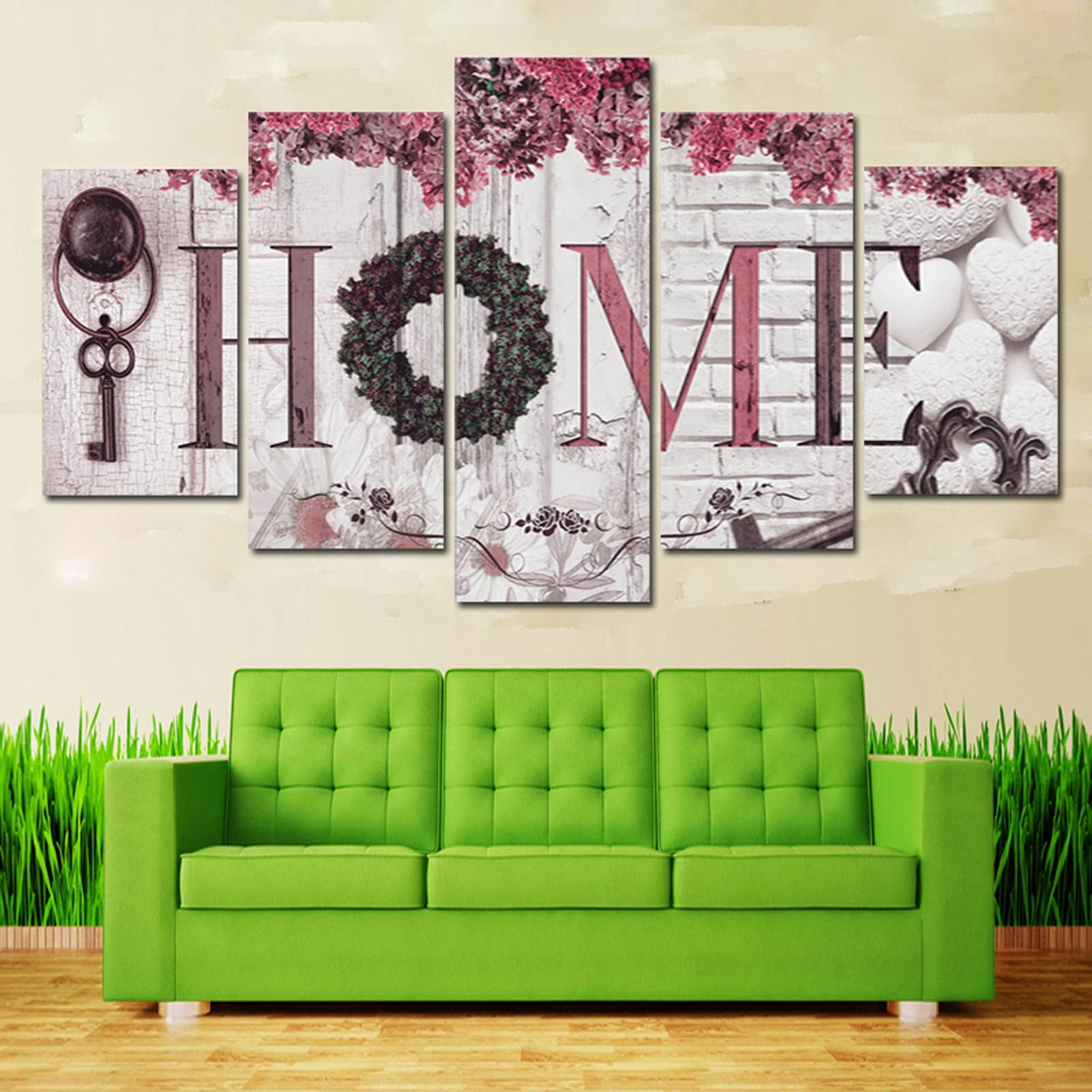 Fieroe Big Sale Modern Canvas Wall Art Decor 5 Piece for Bedroom Living Room Framed Family Painting Pictures, Creative Sofa Background Wall Decoration Painting 5-Piece Set