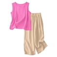 thumbnail image 4 of XXWXYD Girls Linen Pants Set Two Piece Summer Casual Beach Vacation Outfits Sleeveless Tank Top Wide Leg Business Clothes Toddler Girl Vacation Outfits, 4 of 5