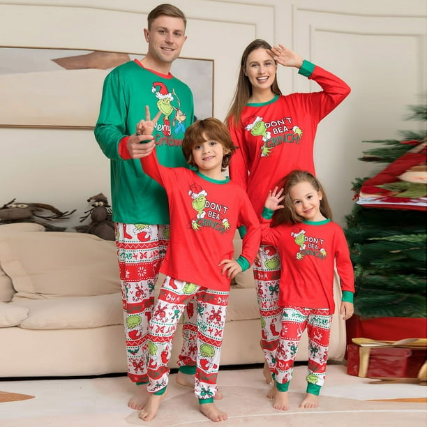 Grinch Family Matching Christmas Pajamas Sets 2 Pcs Merry Grinchmas Family Pjs Matching Sets Christmas Grinch Matching Christmas Pjs for Family