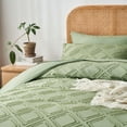 thumbnail image 6 of Flymme Tufted Comforter Set Queen Size 7 Pieces Sage Green Bed in a Bag Boho Bed Sets Embroidery Shabby Chic Bedding with Diamond Pattern for Women Men, 6 of 8