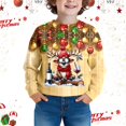 thumbnail image 2 of Tisuna Christmas Crewneck Sweatshirt For Little Boys Cartoon Print Long Sleeve Pullover Tops Comfortable Loose Autumn Child Daily Wear Beige Size 13-14 Years, 2 of 5
